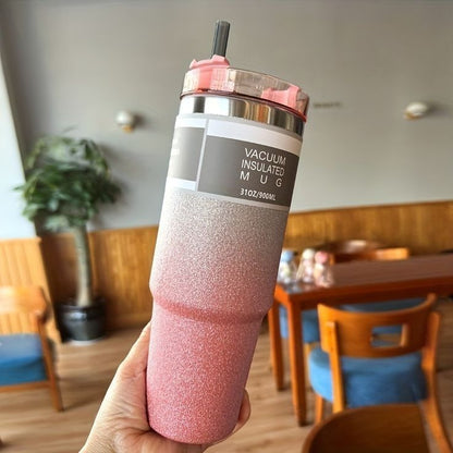 Glitter Insulated Stainless Steel Tumbler – Double-Wall Vacuum Travel Mug with Splash-Proof Lid and Reusable Straw