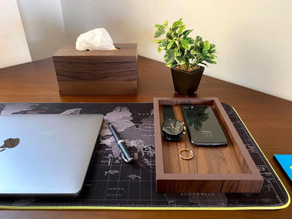 Meridian Noir Artisan Dark Wood Tissue Vault