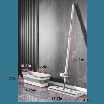 Mop with Silicone Bucket – Premium Space-Saving Floor Cleaning System