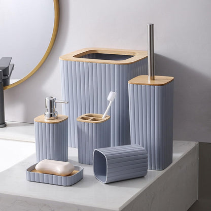 6-Piece Bathroom Accessory Set – Elegant Golden Line Edition