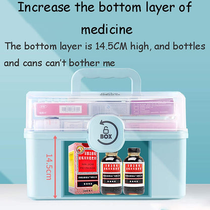 Lockable Plastic Medicine Storage Box with Handle – Large Capacity