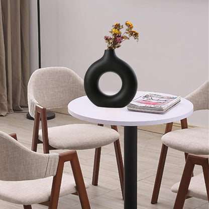 Donut-Shaped Decorative Plastic Vase | Black & White | Small & Large Sizes