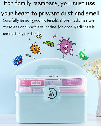 Lockable Plastic Medicine Storage Box with Handle – Large Capacity