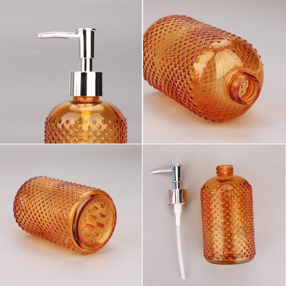 Glass Liquid Soap Bottle – Elegant Textured Bathroom & Kitchen Dispenser