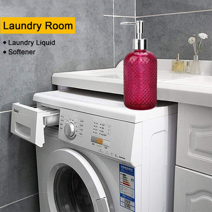 Glass Liquid Soap Bottle – Elegant Textured Bathroom & Kitchen Dispenser