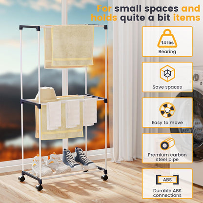 3-Tier Movable Towel & Clothes Rack