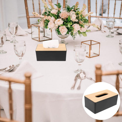 Tissue Box Bamboo Black Wood Top