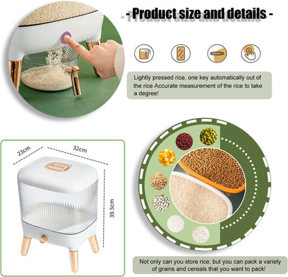 Rice Dispenser, Cereal Dry Food Storage Containers with Measuring Cup - 10L