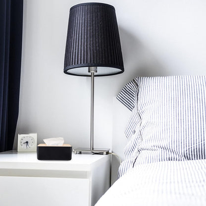 Tissue Box White & Black Wood Top – Modern Minimalist Desktop Organizer