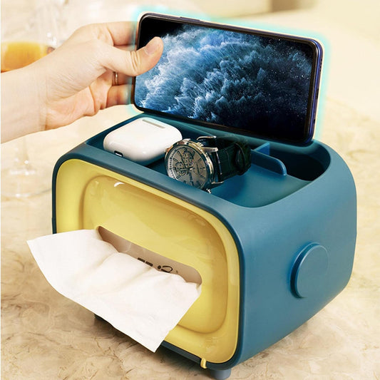 Tissue Box Radio – Creative Retro-Style Desktop Organizer & Phone Stand