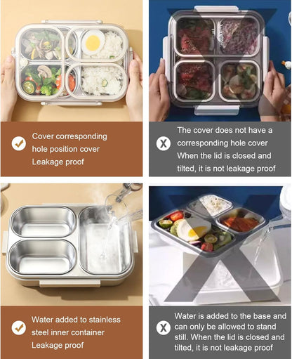 Lunch Box SS with Silicone Partition Grip – Insulated Leak-Proof Meal Container