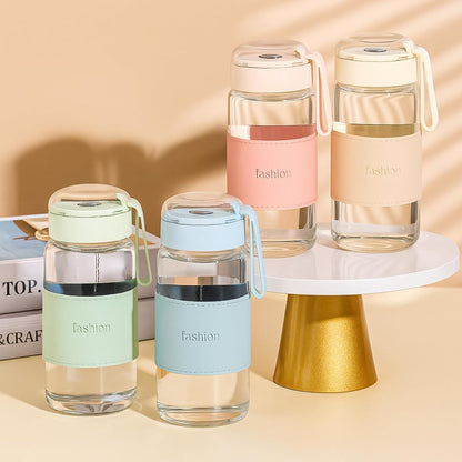 PureSip Insulated Glass Tea Mug with Protective Window Sleeve & Easy-Grip Handle 320ML