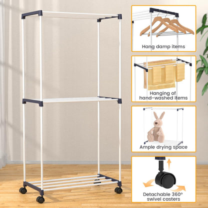 3-Tier Movable Towel & Clothes Rack