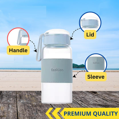 PureSip Insulated Glass Tea Mug with Protective Window Sleeve & Easy-Grip Handle 320ML