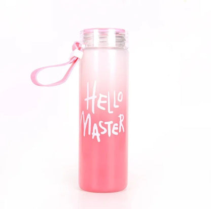 Hello Master Water Bottle – Frosted Glass Hydration Flask