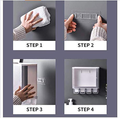 Wall-Mounted Bathroom Organizer Cabinet with Toothbrush Holder and Accessories Holder