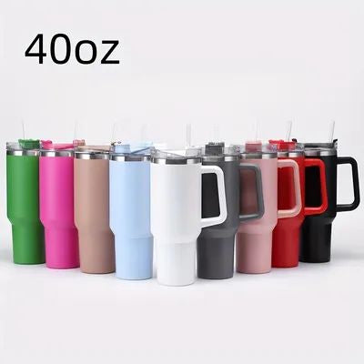 1200ML Insulated Stainless Steel Tumbler with Handle – Double-Wall Vacuum Flask with Straw and Leak-Proof Lid