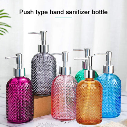 Glass Liquid Soap Bottle – Elegant Textured Bathroom & Kitchen Dispenser