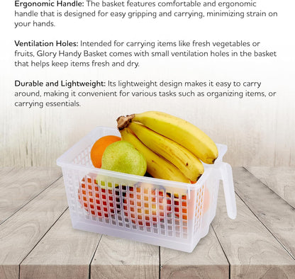 Fridge Basket with Handle – Premium Ventilated Refrigerator Organizer