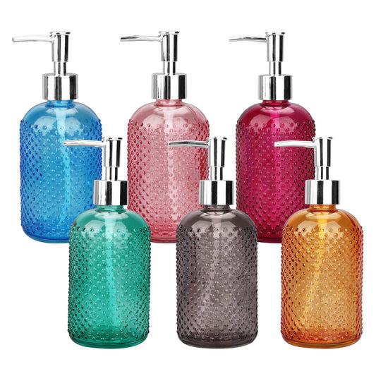 Glass Liquid Soap Bottle – Elegant Textured Bathroom & Kitchen Dispenser