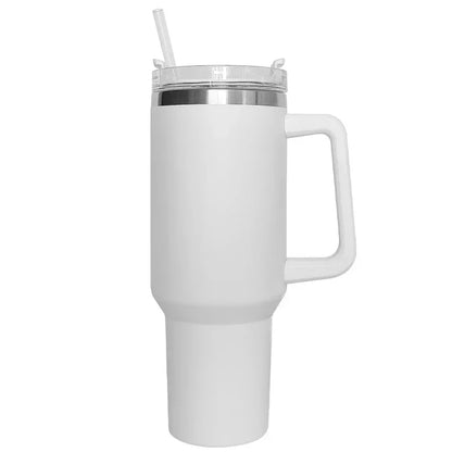1200ML Insulated Stainless Steel Tumbler with Easy-Grip Handle – Double-Wall Vacuum Travel Mug with Straw and Splash-Proof Lid