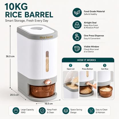 Rice Barrel New Style - 10 KG Capacity