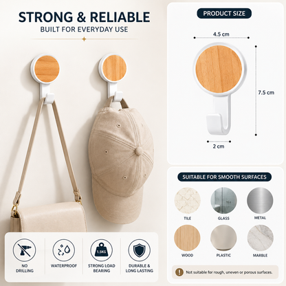Pack of 2 Stainless Steel Adhesive Hooks