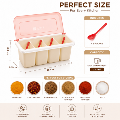 4-Piece Masala Box with Spoon