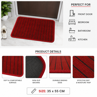 Super Absorbent Striped Floor Mat - 35 × 55 cm