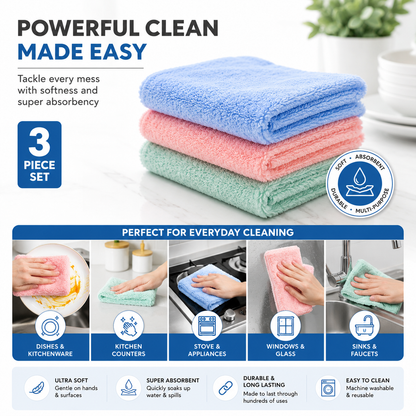 3-Piece Kitchen Cleaning Cloths