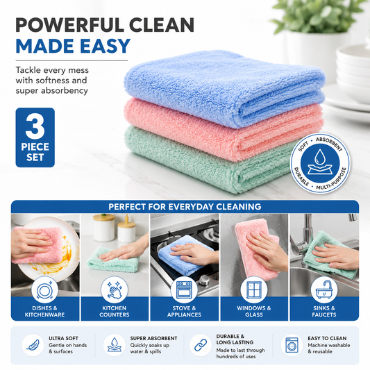 3-Piece Kitchen Cleaning Cloths