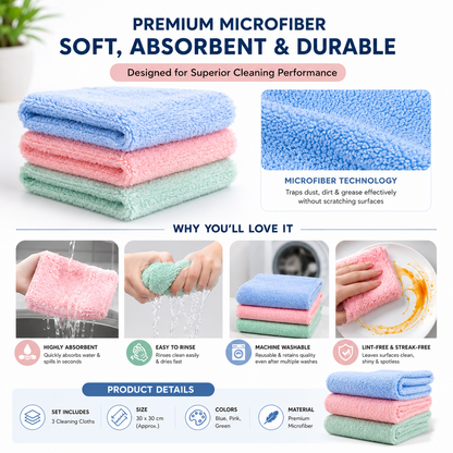 3-Piece Kitchen Cleaning Cloths