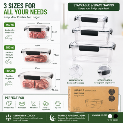 Premium Acrylic Food Storage Box – 3 Piece Airtight Set