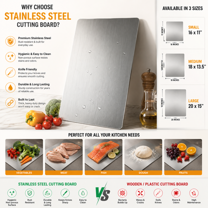 Stainless Steel Cutting Board - L-Edged Cutting Board 3 Sizes