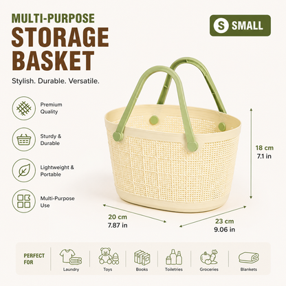 Imitation Rattan Basket with Handle - Small, Medium, Large, XL