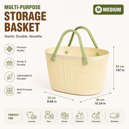 Imitation Rattan Basket with Handle - Small, Medium, Large, XL