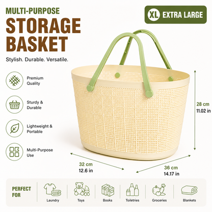 Imitation Rattan Basket with Handle - Small, Medium, Large, XL
