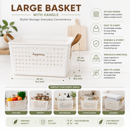 Happiness Mesh Basket with Handle - Large