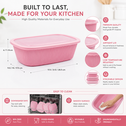 Kitchen Storage Box Ribbed - 3 Piece Set