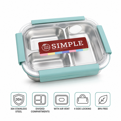 Simple 3-Compartment SS Lunchbox