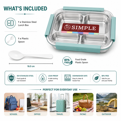 Simple 3-Compartment SS Lunchbox