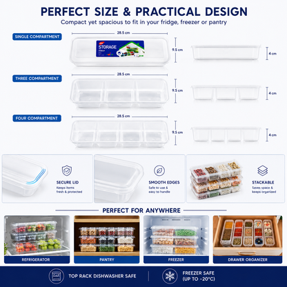 Noodle Storage Grain Box Long Design, 3 and 4 Compartment