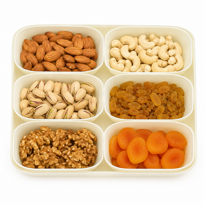 6 Compartment Plastic Dry Fruit Box
