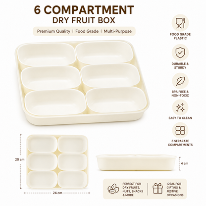 6 Compartment Plastic Dry Fruit Box