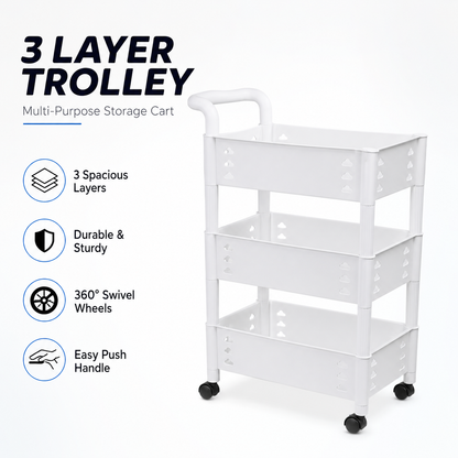 Cloud Design Trolley 3 Layer Plastic