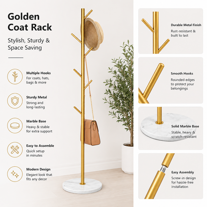 Metal Clothes Rack Bracket Circular Base Gold Accent