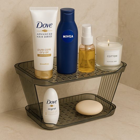 2-Layer Acrylic Bathroom Rack – Modern Vanity Organizer