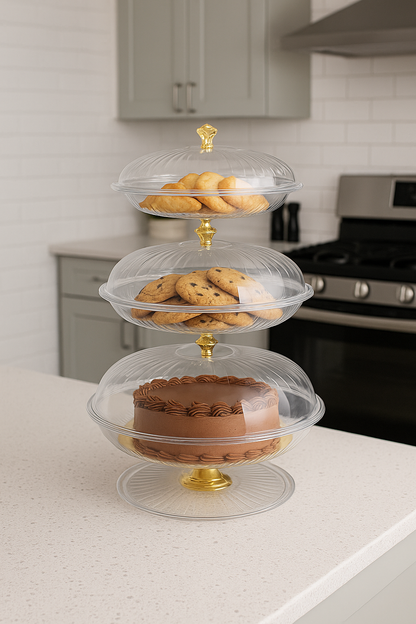 Cake Dish with Golden Stand – Luxury Tiered Dessert Display