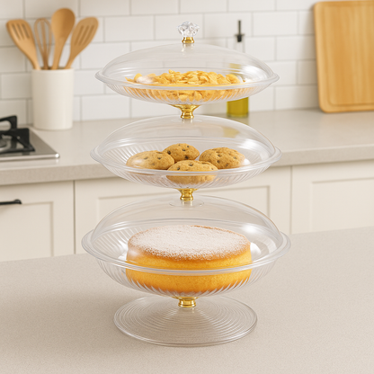 Cake Dish with Golden Stand – Luxury Tiered Dessert Display
