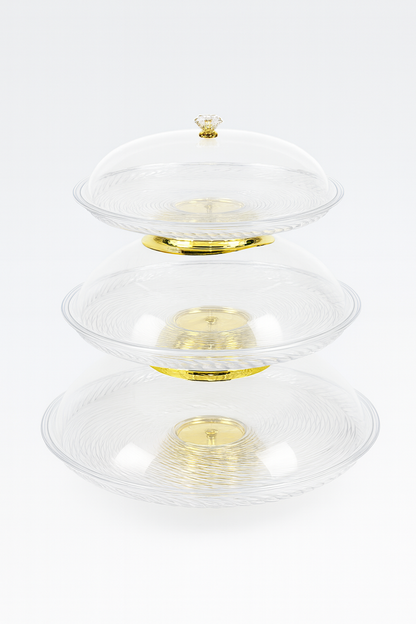Cake Dish with Golden Stand – Luxury Tiered Dessert Display